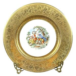 La Petite LP5 China Warranted 22 Karat Gold Filigree Dinner Plate-10 5/8" RARE